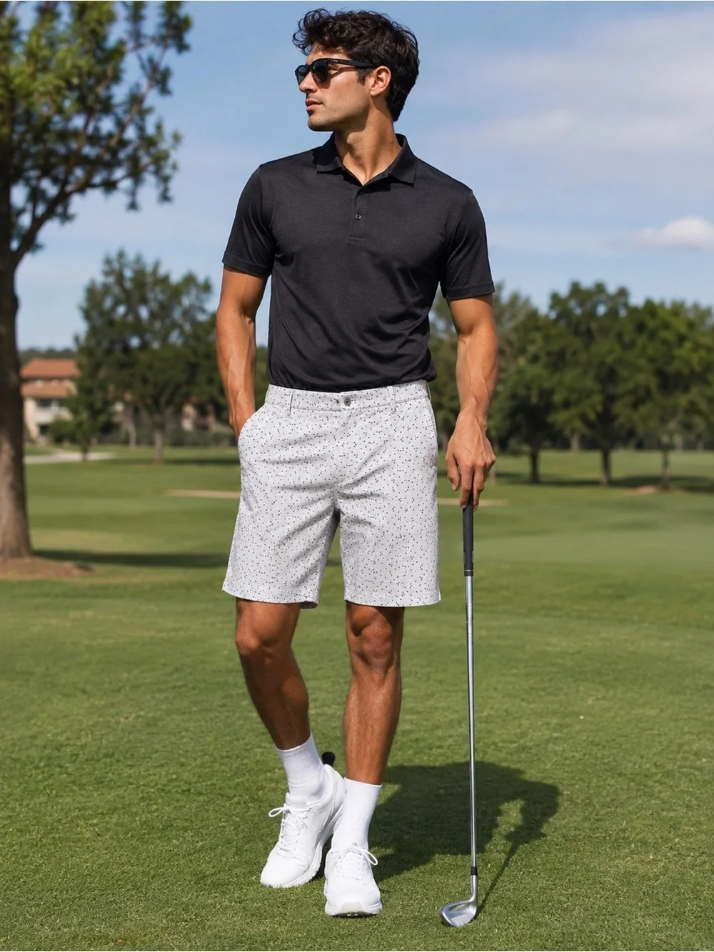 All In Motion White Patterned Golf Shorts Size 32 Casual Performance Style